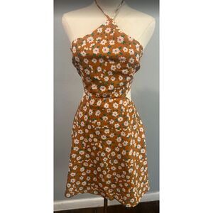 Miss Love floral halter cutout mini dress